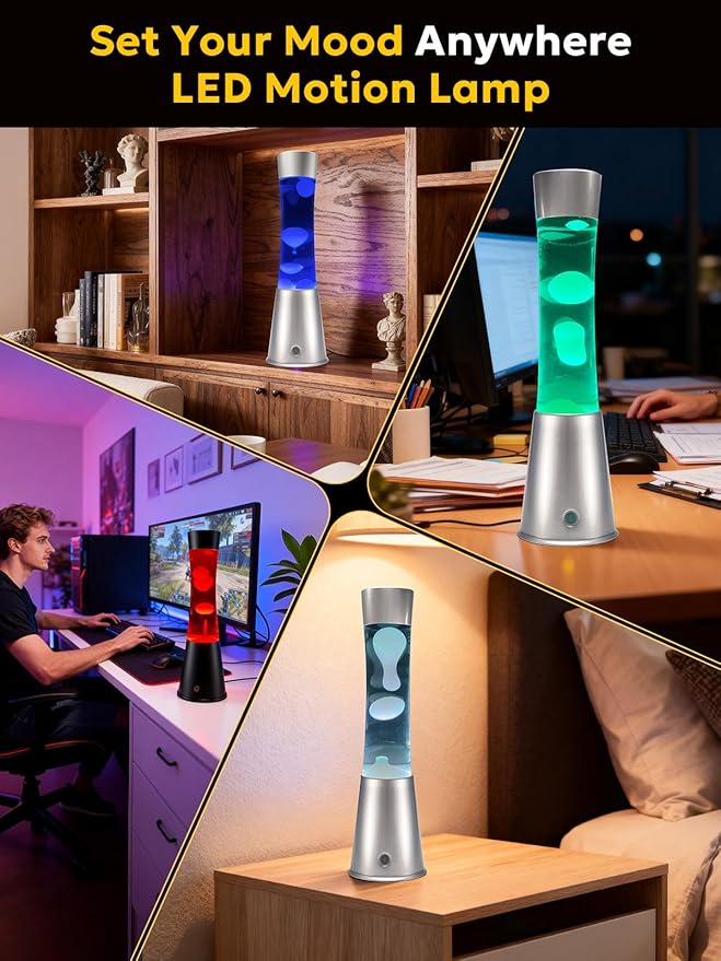AONESY Liquid Motion Lamps with Remote,17-Color Changing Mood Lamp,15.5 Inch Large LED Night Light, Soothing Table Lamp for Bedroom, Office & Home Decor, Unique Birthday Gift for Kids, Teens & Adults