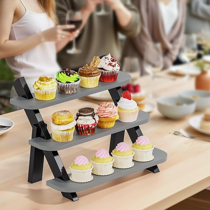 Perfume Organizer for Women, Wooden Display Shelf Perfume Holder, Cologne Stand 3 Tier Spice Rack Organizer for Display Stand for Vendor Events, Cupcake, Dessert