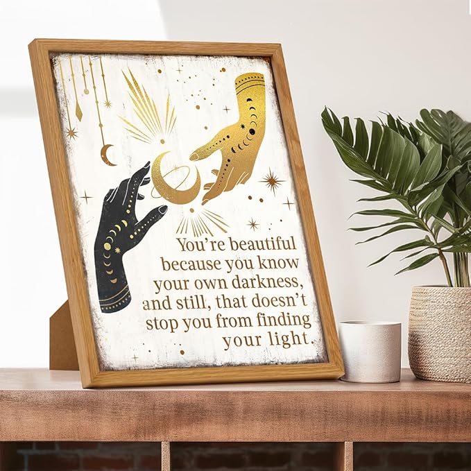 Boho Gothic Wall Decor LARGE 11x14 FRAMED - Witchy Home Decor - positive Quotes Wall Art for Women - Motivational poster Gothic Room Print - Wicca Witch Supplies - Inspirational Decoration for Women