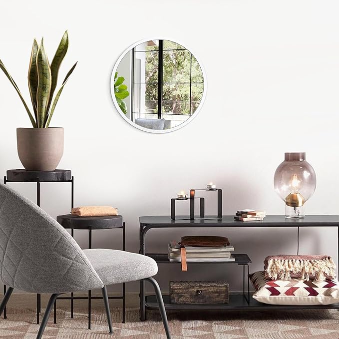 JJUUYOU Small Round Mirror for Bathroom Vanity Mirror or Wall Mirror Decor Metal Frame Wall Mounted Mirror for Bathroom Living Room Bedroom Entryway