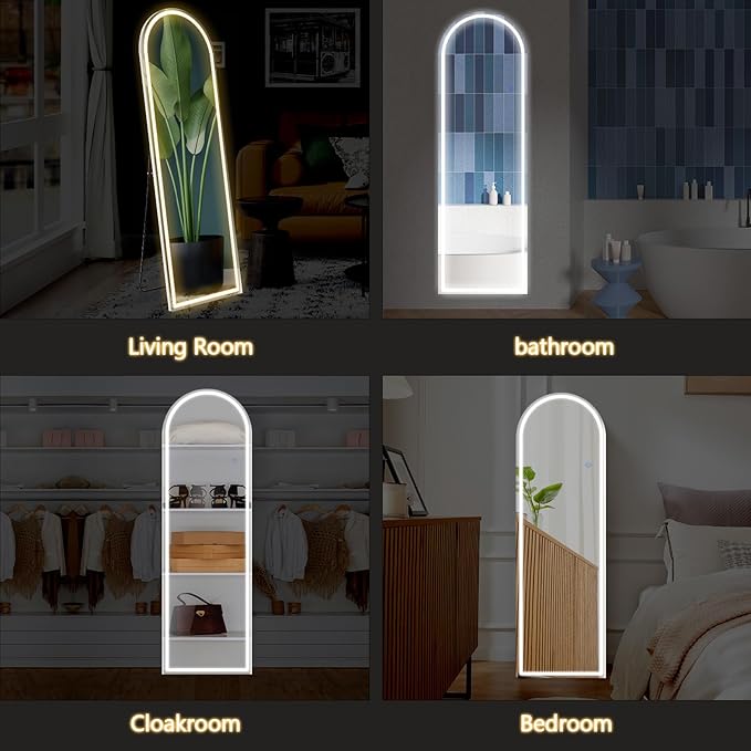 NEWBULIG Full Length Mirror, Full Body Floor Mirror with Aluminum Alloy Thin Frame, Wall or Standing Mirror for Bedroom, Living Room, Dressing Room