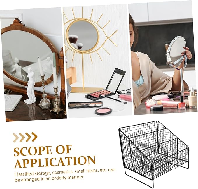 Metal Wire Tea Bag Holder Organizer Rack Compartments for Tea Bags Capsules Makeup Storage Stylish Design for Kitchen Cosmetic Organization