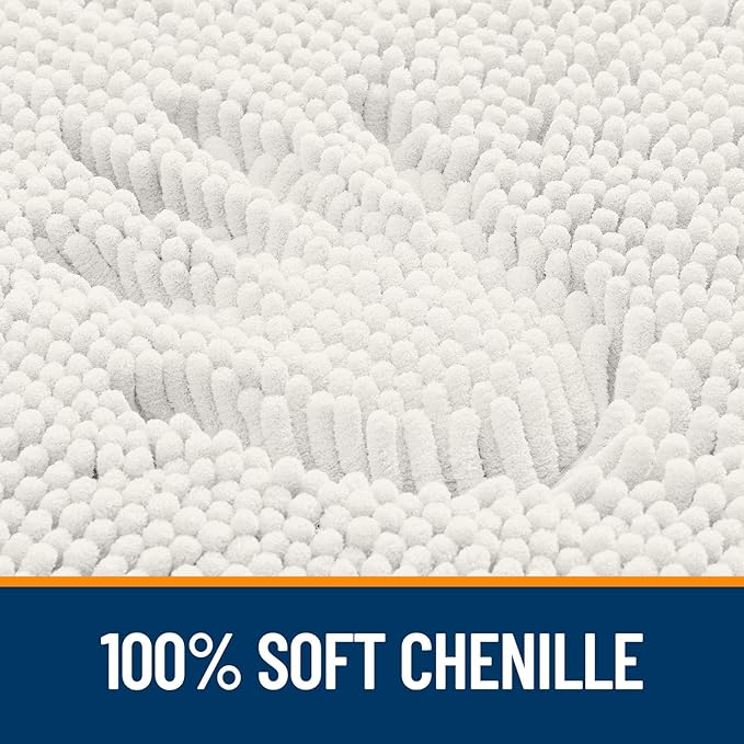 OLANLY Large Bathroom Rugs 45x27, Extra Soft Absorbent Chenille Bath Rugs, Rubber Backing Quick Dry, Machine Washable Bath Mats for Bathroom Floor, Tub and Shower, Home Decor Accessories, Ivory