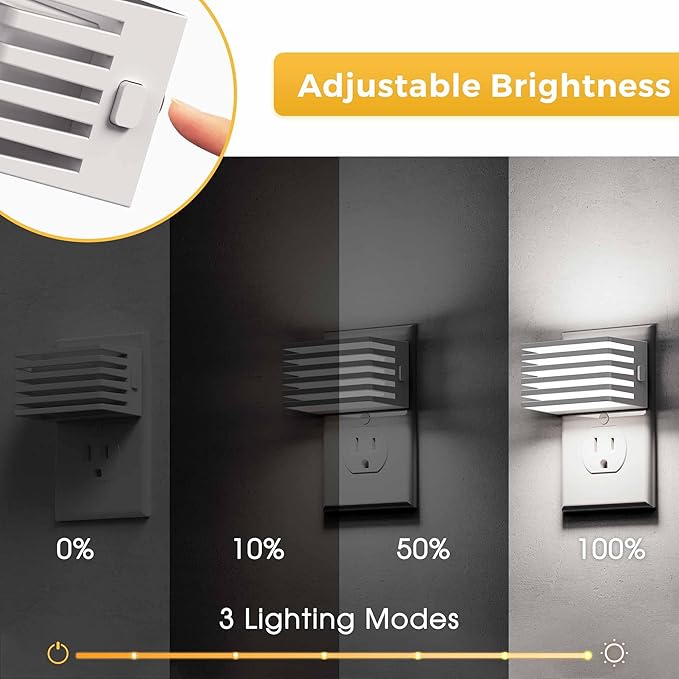 L LOHAS LED Night Lights Plug into Wall, 2 Pack Modern Night Light with Dusk to Dawn Sensor, Dimmable Plug in Night Light, Adjustable Brightness, 5000K White for Bedroom Bathroom Hallway