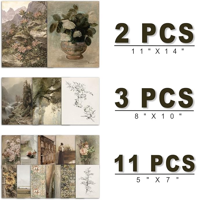 ANERZA 16 PCS Vintage Wall Art Decor, Farmhouse Wall Prints for Bedroom, Rustic Posters for Room Aesthetic, Wall Collage Kit Pictures for Living Room, Cottagecore Dorm Gallery Home Decor