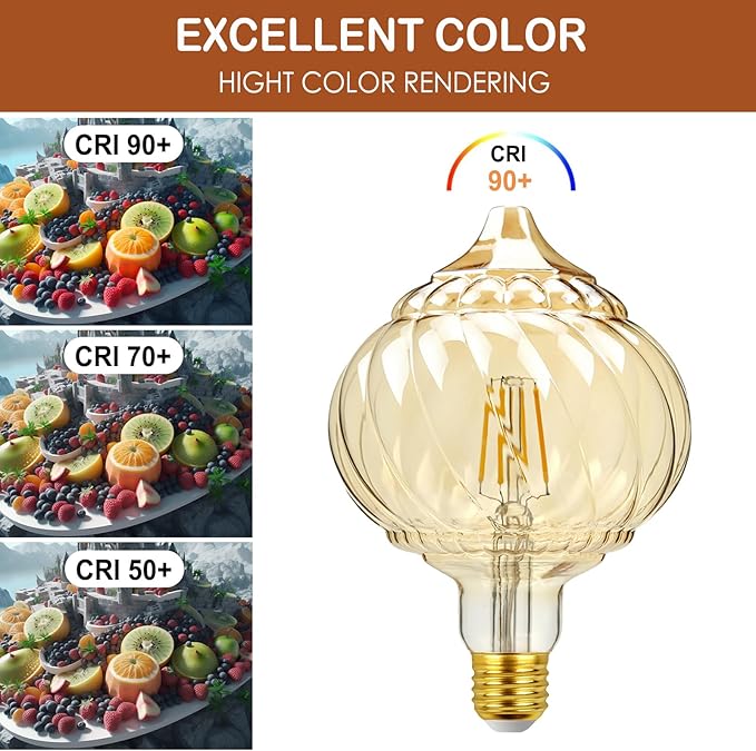 40 Watt Decorative Vintage LED Light Bulbs, Golden Pumpkin 4W LED Filament Edison Bulb,2700K Oversized Warm Lights,Non-Dimmable E26 Lamp Base,1-Pack