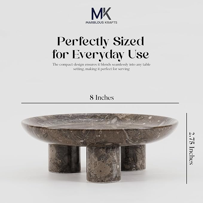Oceanic Marble Vanity Tray 8' inch Perfume Organizer Tray for Jewelry Dish, Bathroom Countertop Display for Makeup, Skincare and Modern Home Decor