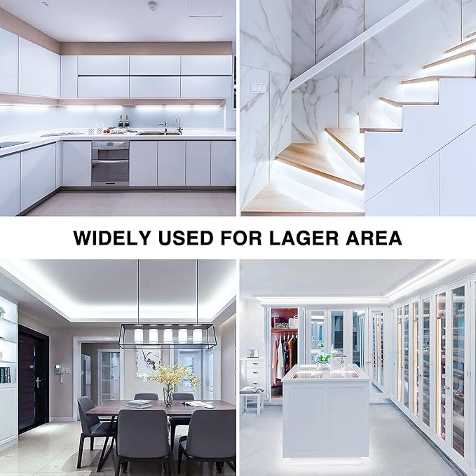 Onforu LED Strip Lighting Bright White, 65.6ft 6000K Dimmable Daylight White Tape Light, Flexible 12V Adhesive Ribbon Easter Rope Light, for Kitchen, Under Cabinet, Bedroom