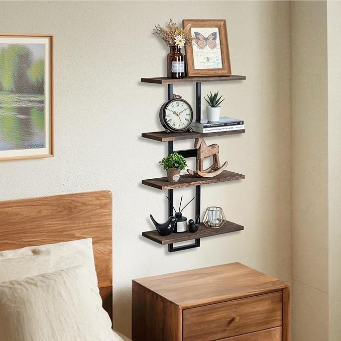 Decorative Floating Shelves for Bedroom: 2-Tier Display Hanging Shelves Storage for Home Office Small Space Corner