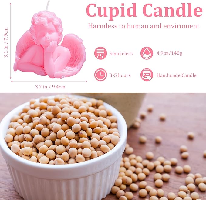 Nuanchu Eclectic Angel Decor - 2 Pieces Soy Scented Vegan Candle (White, Pink) for Girly Home Aesthetic & Trendy Bedroom Decoration