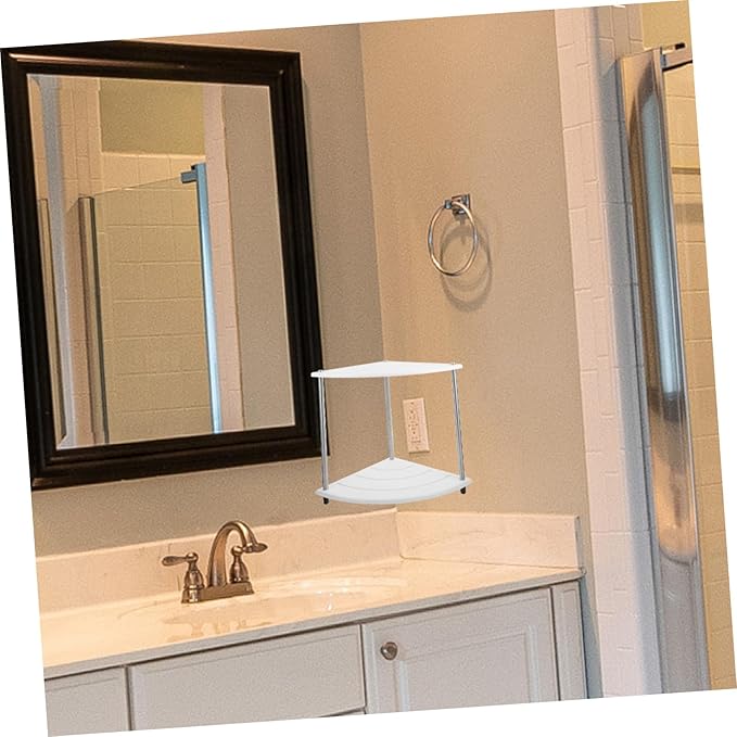 SOLUSTRE Multi Tier Corner Bathroom Storage Shelf Diatom Ooze Countertop Organizer for Makeup Sturdy Corner Shelf Easy Installation Design