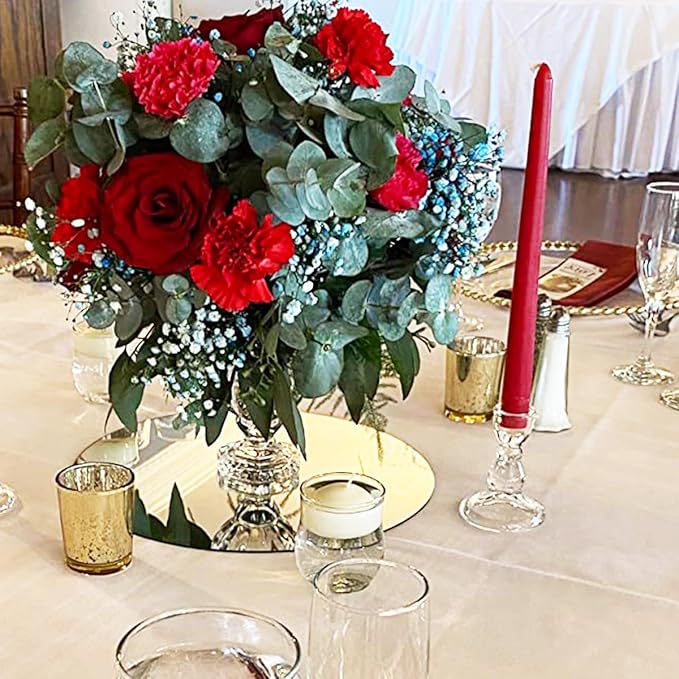 10 Pack Round Mirrors for Centerpieces, 12inch Acrylic Circle Mirror Centerpieces for Tables, No Glass Mirror Tiles for Wall Table Wedding Centerpieces Mirror Plates for Candle Decorations