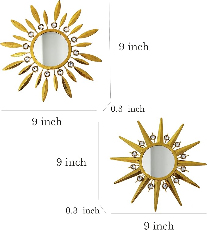 Champagne Gold Round Mirrors for Wall Art Pack of 3, Decorative Mirror Wall Valentine Decor& Vintage Room Decor, Sunburst Circle Mirrors Modern Valentine Gifts for Women & Moms