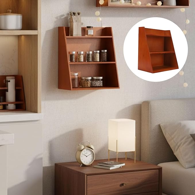 Dpofirs 3 Tier Vintage Wooden Display Shelf - Wall Mount or Countertop Organizer for Collectibles, Perfume, Makeup & Trinkets
