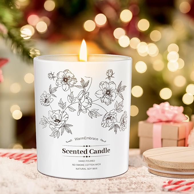 Deluxe Scented Candle for Women & Men, Lavender Soy Wax Candle, 8 Oz Jar Candle for Home, Scented-60 Hour Long Lasting Burning, Suitable Present for Thanksgiving, Christmas & Birthday