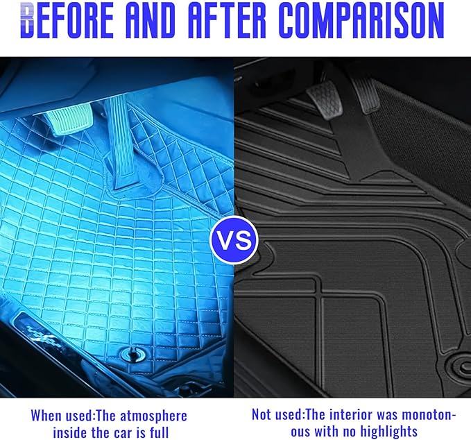 2 PCS Car LED Lights Interior Wireless, Super Bright Auto Interior Ambient Light with 6 Bright LED Lamp Beads, Portable USB Rechargeable Car Led Night Light for Vehicle Decor(Ice Blue)