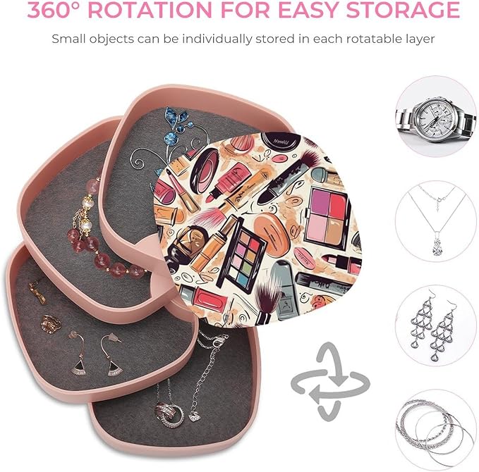 Jewelry Box Jewelry Organizer Makeup Theme Pattern Printed Jewelry Boxes for Women Travel Jewelry Case Earring Holder Organizer Designed for Storing Small Items