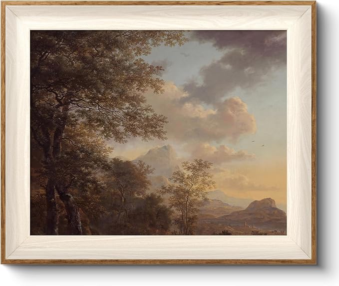 VIYYIEA Framed Wall Art for Living Room, Natural Canvas Prints, Vintage Home Decor, Landscape Painting Picture, Bathroom Wall Decor Gifts for Friends or Family - 12L x 10W