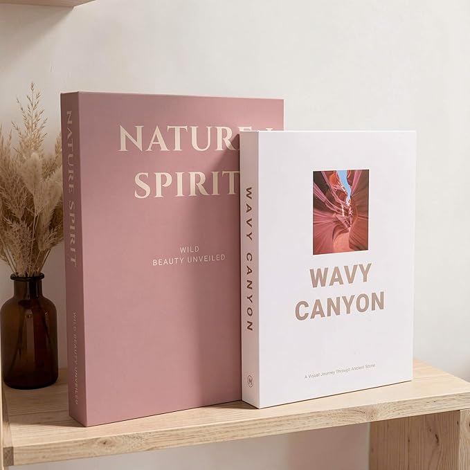 MAOBUYOU Elegant Decorative Books - Set of 2 Stylish Fake/FauxBook Boxes for Coffee Table, Bookshelf and Mantel Decor, Modern Home Aesthetic, Hidden Storage Box for Living Room, Bedroom and Office