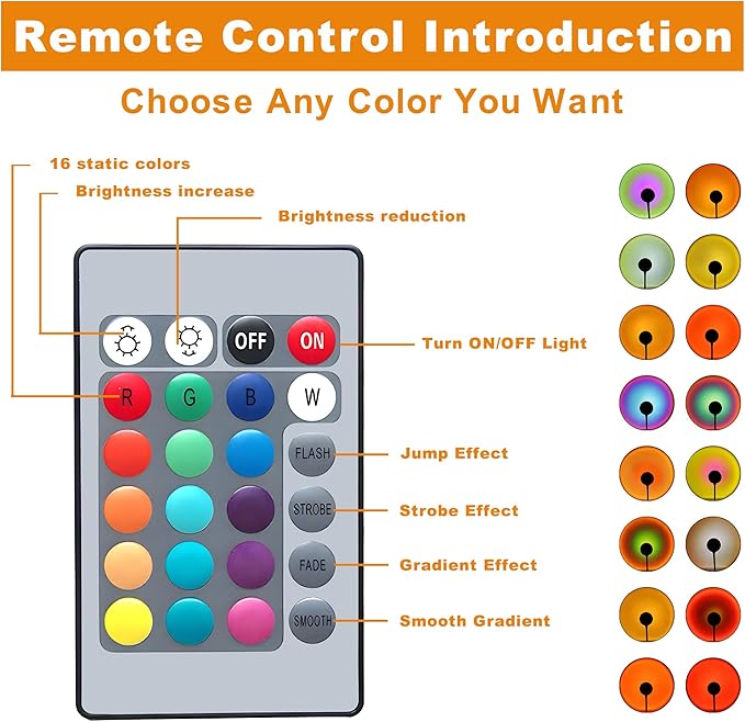 Sunset Lamp Projector, Multicolor Changed Night Light with Remote,APP Control, 360°Rotation for Party, Bedroom Decor,Tiktok,Photography