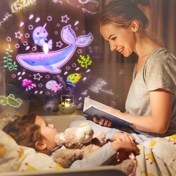 21 Sets of Films, Kids Night Light Projector, Projector Night Light for Kids Bedroom, Ceiling, Star Galaxy Projector for Baby Toddler Girls with 360° Rotating, Birthday, Christmas, Nursery, Room Decor