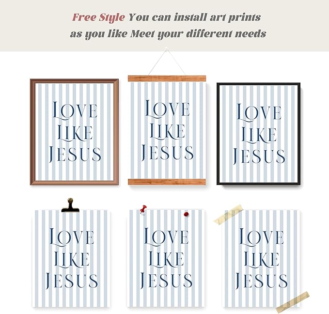 LARTSFRO Coquette Navy Blue Bow Jesus Wall Art Decor Posters, Blue Bow Christian Room Bedroom Bathroom Wall Art Decor Aesthetic for Teen Girls College Gifts, Inspirational Bible Verses Bow Wall Decor, 10x8 Inch Set of 4 Bow Pictures(UNFRAMED)