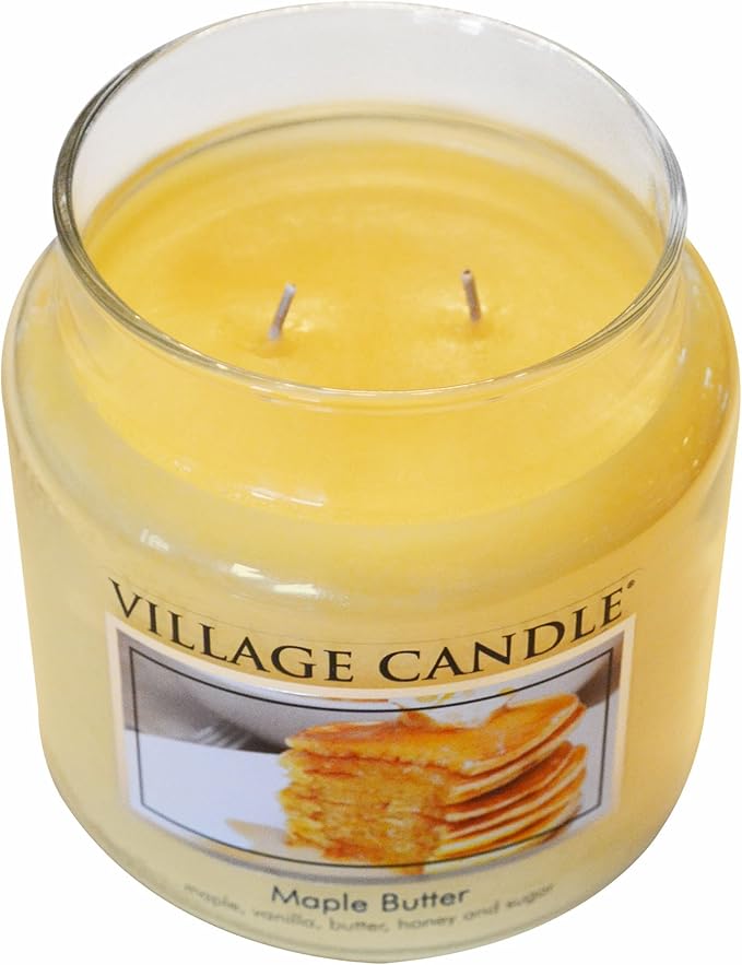 Village Candle Maple Butter Large Glass Apothecary Jar Scented Candle,21.25 oz,Yellow,(Pack of 6)
