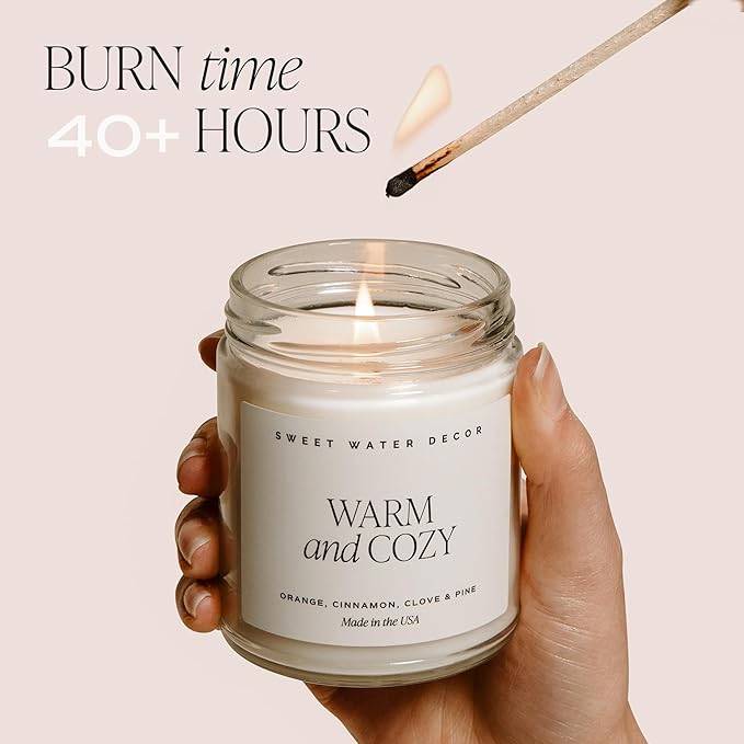 Sweet Water Decor Birthday Cake Candle - Tahitian Vanilla, Powdered Sugar, and Buttercream Scented Soy Birthday Candle for Home - 9oz Clear Jar, 40 Hour Burn Time, Made in The USA