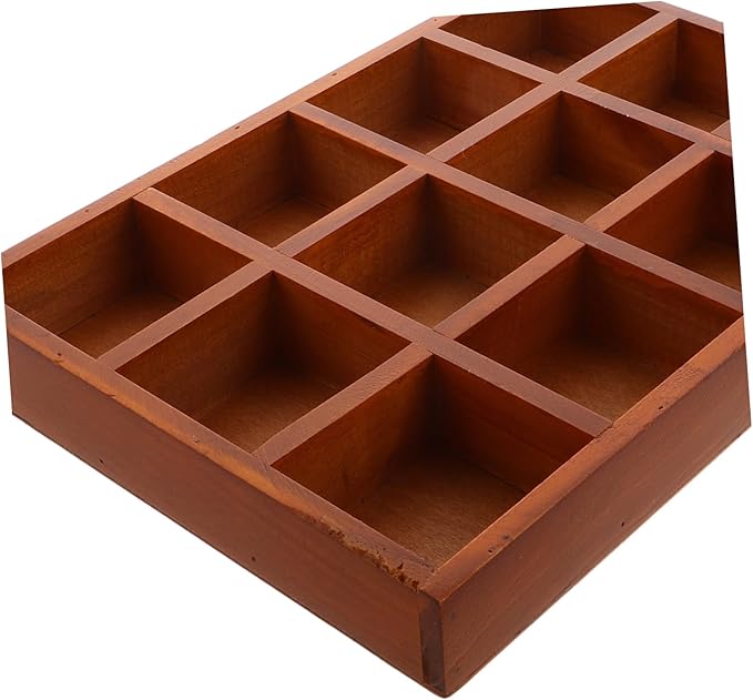 Vintage Wooden Storage Box Compartment Makeup Organizer Jewelry Box Ring Holder
