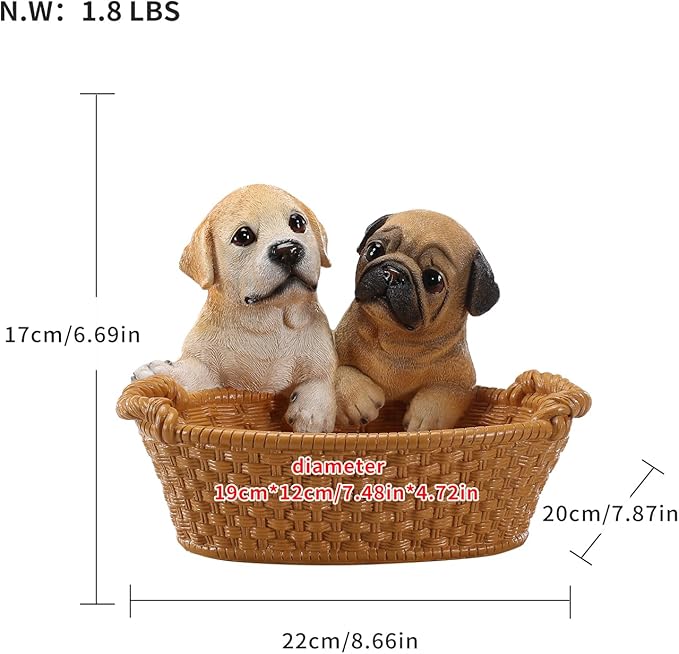 Dog Resin Storage Basket, Desktop Organizer for Remote & Keys, Cute Home Decor Tray, Ideal present for Pet Lovers.(Labrador & Pug )