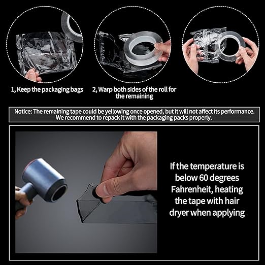 Art3d Double-Sided Tape (4-Roll of 10FT), Removable, Traceless, Washable, Reusable - Multipurpose Tape as Seen on TV (1/24" x 1/2" x 10', 4)