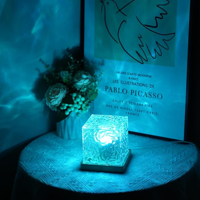 HAIDOLIANG Ocean Wave Ceiling Projector, Colors Changing Show Aurora Glow Lamp with Remote, Sunset/Cloud Led Night Light, Northern Lights, Luminorthe Cube lamp for Bedroom/Room Decor(Big)