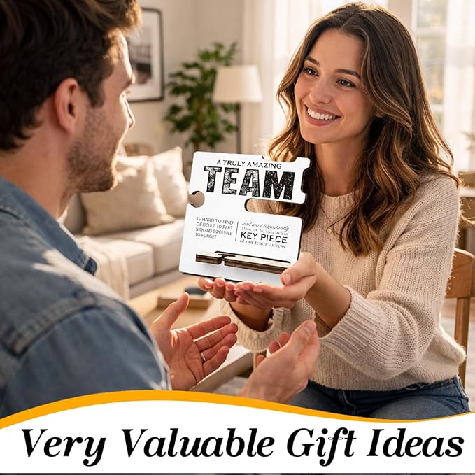 Team Appreciation Gifts for Coworker - Multi-functional Desk Organizer - Motivational Amazing Team Office Quote Wooden Sign for Office Desk Shelf Decor
