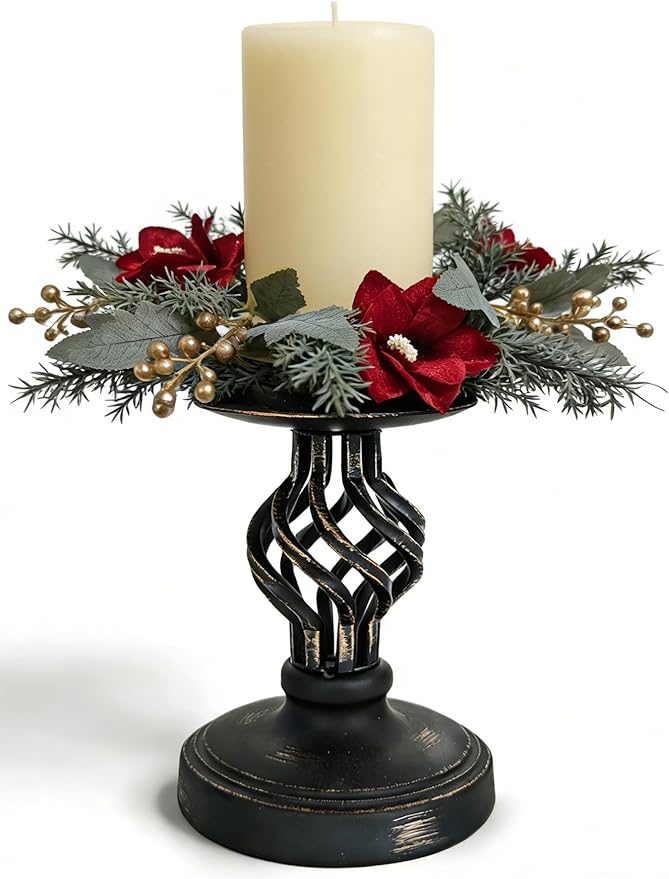 Candlestick Holders - Candle Holders Decorative LHQOO Metal Vintage Candle Holder with Non-Slip Base, Available for Home Decor, Wedding, Dinning, Party, Anniversary (Small Size)