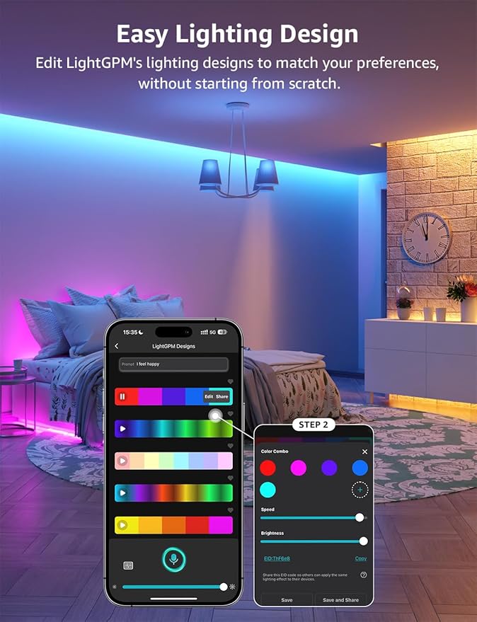 Lepro SE1 AI Smart LED Strip Lights - 65.6ft RGB Color Changing Light Strips with APP Control, AI Generated Lighting, Music Sync, 2.4GHz Wi-Fi & Bluetooth LED Lights for Home Decor (No Remote)