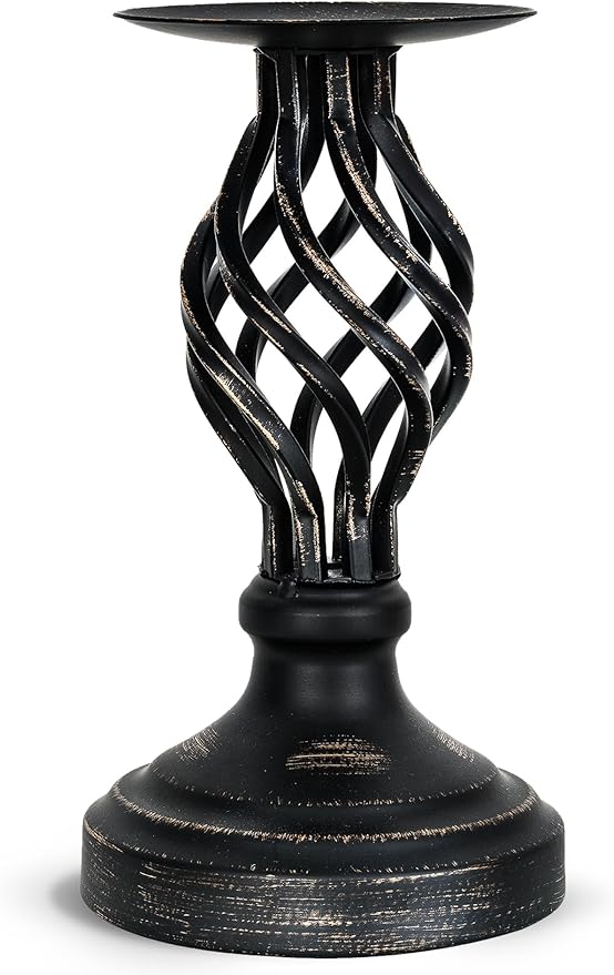 Candle Holders - Candlestick Holders Decorative LHQOO Metal Vintage Candle Holder with Non-Slip Base, Available for Home Decor, Wedding, Dinning, Party, Anniversary (Medium Size)