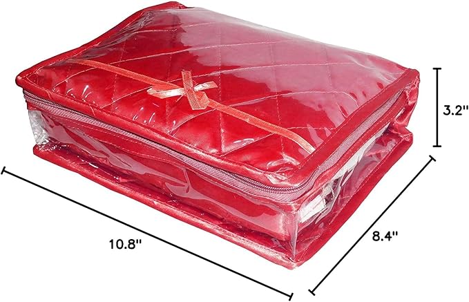 atorakushon Jewelry Travel Organizer Case Transparent Storage Zipper Locker Box Pouch for Necklaces Earrings Rings Bracelets Maroon