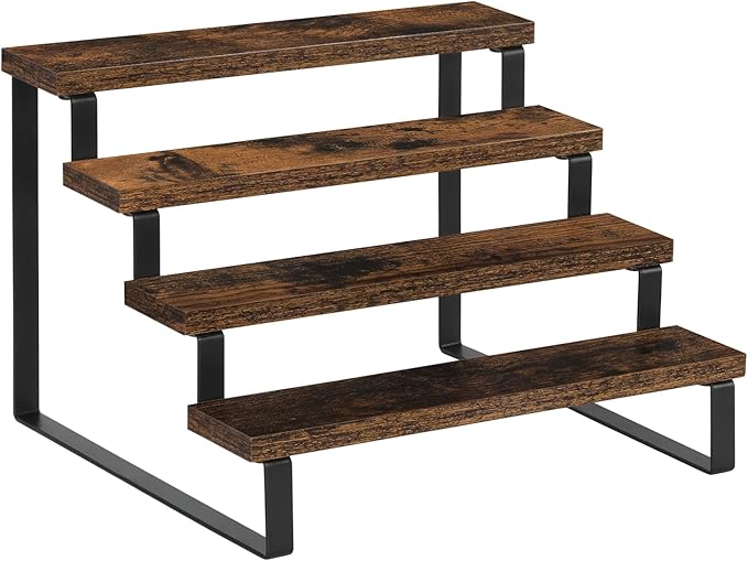 YINMIT Wooden Perfume Organizer, Tiered Cologne Organizer for Men, Black Cologne Stand Perfume Stand, Risers Display Stands for Perfume, Makeup, Cupcake, Dessert, Party (4 Tier Retro, 11.8 In)
