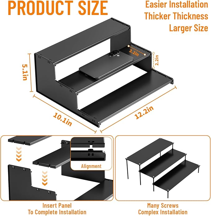 Yieach Cologne Stand for Men,3 Tier Black Perfume Tray for Cologne,Acrylic Display Risers for Collection,Fragrance,Cupcake,Figure Display Shelf,Perfume Stand Organizer,Product Fragrance Display Stand