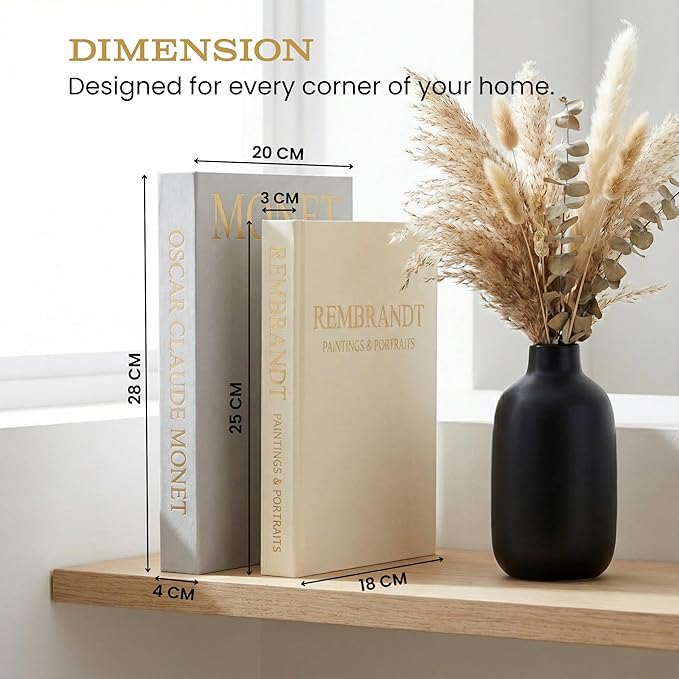 Aesthetic Decorative Books Set of 2 – Linen Faux Book Storage Boxes for Coffee Table Decor, Bookshelf & Living Room – Decorative Fake Books for Home, Office & Photo Keepsake Storage