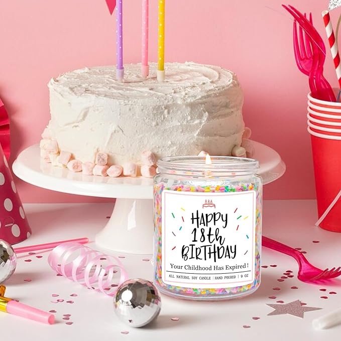Homsolver 18th Birthday Gifts for Girls Boys, Vanilla Scent Ideas 18th Birthday Candles for Sister, Daughter, Best Friends, Handmade Aromatherapy with 50+ Hour Burn Time, Funny Birthday Decorations