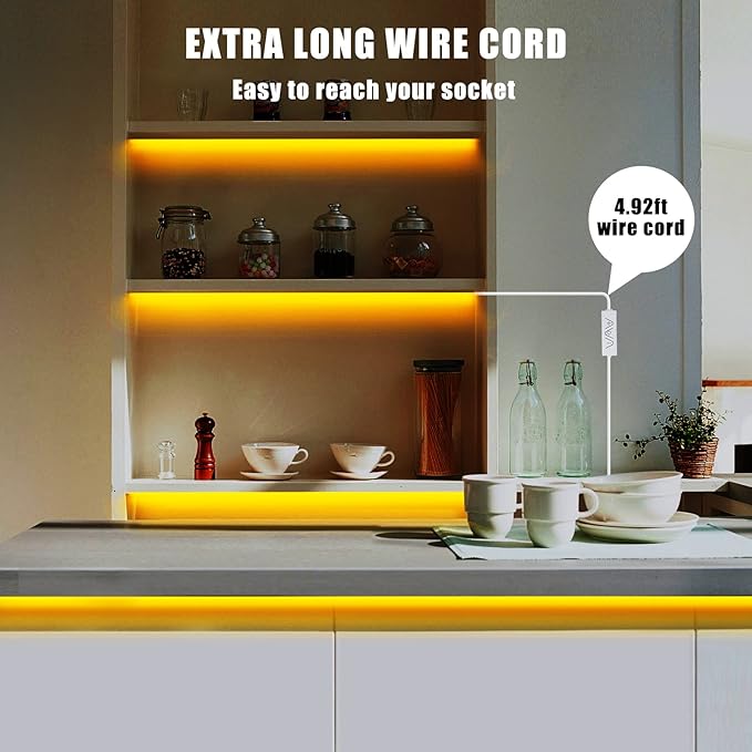 Tatazone 5V Yellow USB COB Led Strip Light with RF Remote, 4.92ft 2000K Dimmable USB Powered Amber COB Led Light Strip, Indoor COB Led Light for Cabinet, TV, Camping, Monitor, Showcase, Motorhome