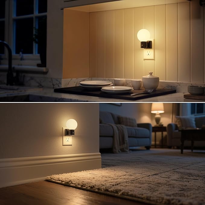 DORESshop Moon Night Light, Night Lights Plug into Wall, Dusk-to-Dawn Sensor, 3D Design 3000K Soft White, Dimmable Nightlights Indoor for Bathroom, Bedroom, Hallway, Stairs