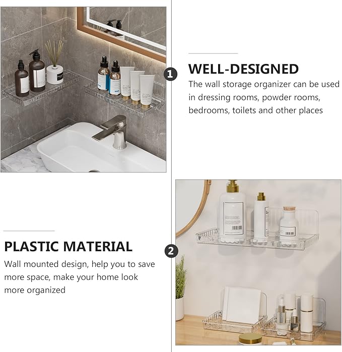 DOITOOL Wall Storage Organizer Floating Shelf for Makeup Kitchen and Bathroom Easy Installation No Tools Required Versatile Wall-Mounted Storage