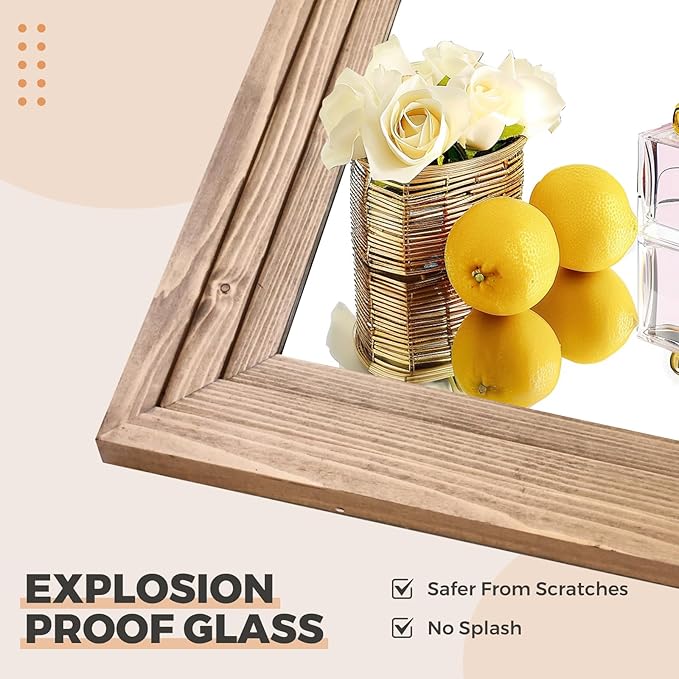 65"x24" Full Length Mirror Solid Wood Frame Floor Mirror for Living Room, Bedroom Hanging or Leaning, Wood Color