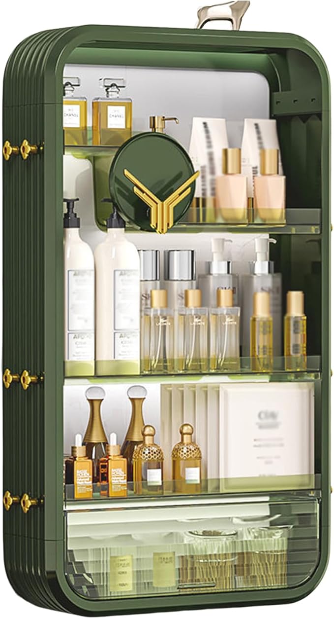 JATIBOSH Wall-Mounted Makeup and Skincare Organizers Cosmetic Storage Box for Bathroom, Living Roomand Bedroom, Wall Floating Shelves Organizer Transparent Multi-Function Floating Rack