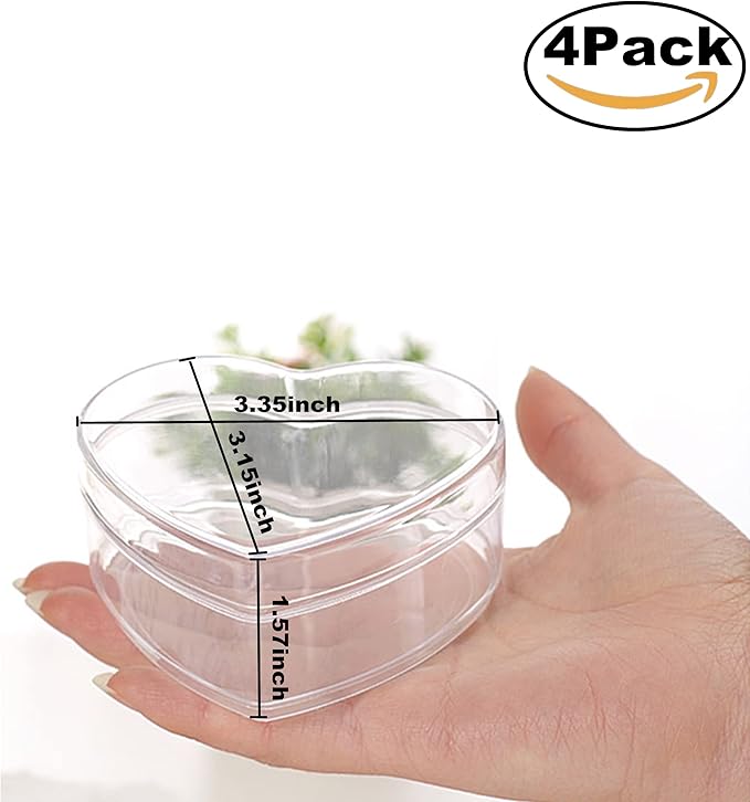 KissYou Acrylic Box Clear Display Boxes with Lid Heart-shaped Cube Crystal Jewelry Display Boxes with Lid for Graduation Wedding Birthday Party Candy Boxes