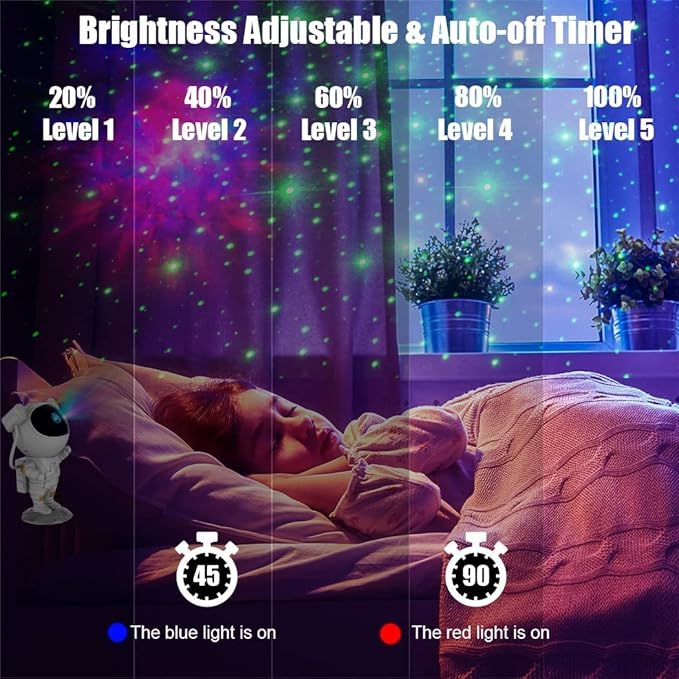 Astronaut Galaxy Projector for Bedroom, 360°Adjustable Star Projector with Timer Remote Control, Night Light Lamp, Sky Light Projecter for Gifts Gaming Party Home Décor