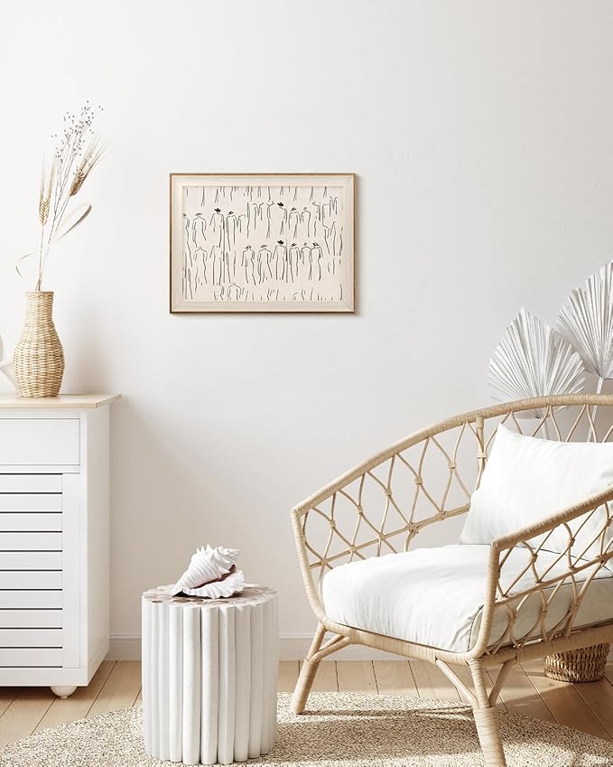 VIYYIEA Framed Wall Art for Living Room, Sketch Canvas Prints, Minimalist Home Decor, Abstract Painting Picture, Bathroom Wall Decor Gifts for Friends or Family - 16L x 12W