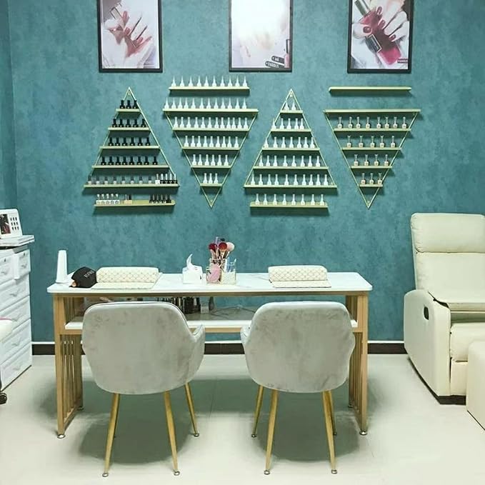 Metal Wall-mounted Nail Polish Storage Racks Wall-Mounted Nail Polish Display Rack Shelf Organizer Storage Holder Metal Floating Shelf Display Case Combination Shelf,for Essential Oils,Perfume,Makeup